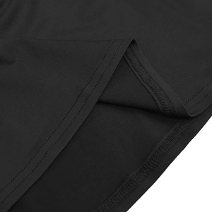Close-up of premium black elastic fabric with precise double-needle overlock stitching