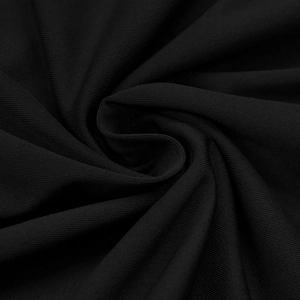 Close-up of black mesh fabric showing fine vertical texture and soft pleated drapery
