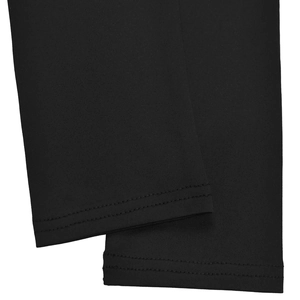 Detail of double-needle coverstitch on black elastic knit long sleeve cuff fabric