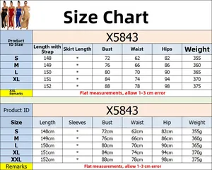 Detailed size chart for the sequin mesh dress featuring bust, waist, and hip measurements