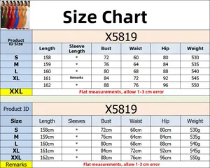 Detailed size chart for solid color one-shoulder maxi dress, sizes S to XXL with measures