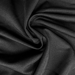 Macro detail of high-density black knitted fabric with vertical texture and soft silk-like luster