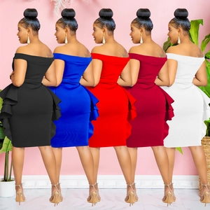 Sleepless ruffle off-shoulder bodycon dress in five colors for women fashion
