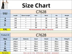 Detailed size chart for strapless wide-leg jumpsuit with measurements from S to XXL