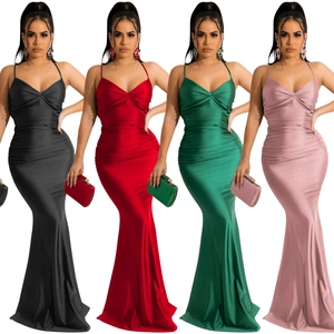 Satin backless ruched maxi dress with spaghetti straps in multiple elegant colors