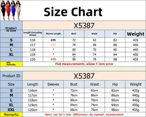 Detailed size chart for sequin evening dress with measurements from S to XXL sizes