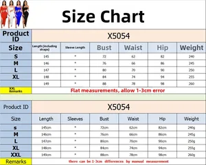 Tableau des tailles détaillé pour robe longue sexy découpée de la taille S à XXL