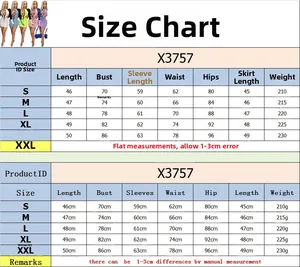 Detailed size chart for the women's sexy two-piece skirt set showing measurements