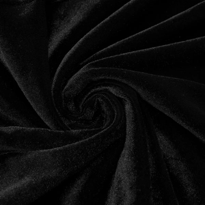 Detailed macro view showing the soft texture and sheen of premium black velvet fabric