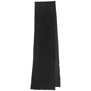 Detail shot of the sleek black satin ribbon belt with a smooth glossy texture for dresses