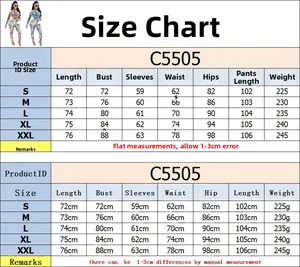 Tableau des tailles pour ensemble en maille imprimée avec mesures pour tailles S à XXL