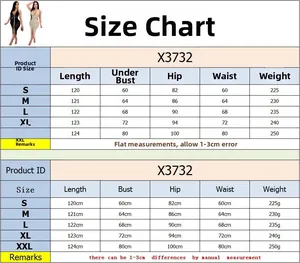 Größentabelle für Damenkleid mit Maßen für Länge, Brust und Taille in cm von S bis XXL