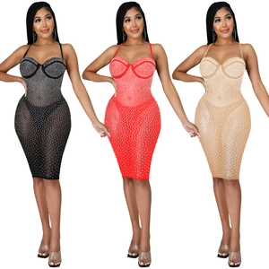 Three sequined bodycon dresses in black, red, and champagne for party nightwear