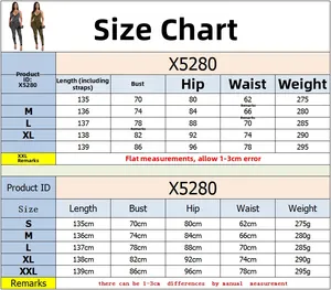 Detailed size chart for mesh jumpsuit showing measurements for S to XXL sizes
