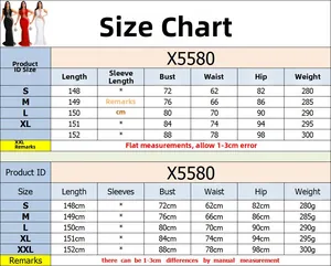 Detailed size guide table with measurements for the mesh rhinestone sheer maxi dress