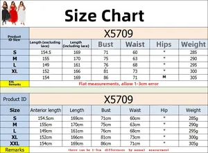 Size chart for strapless tulle evening dress with rhinestones showing measurements S to XXL