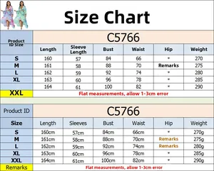 Guide des tailles pour robe longue imprimée à col en V avec mesures détaillées