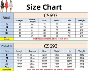 Size chart for C5693 sexy bodycon rhinestone mesh dress with detailed S-XXL measurements