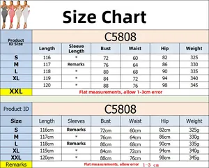 Detaillierte Größentabelle für C5808 sexy V-Ausschnitt Bodycon Kleid S bis XXL