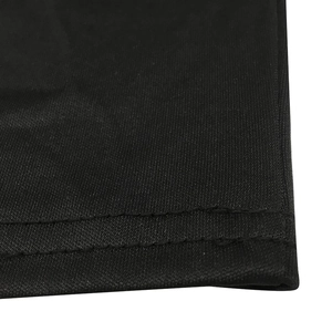 Detailed view of black knitted fabric hem with durable reinforced double-needle stitching