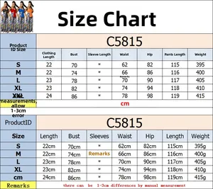 Detailed size chart for women's two-piece tube top and printed wide leg pants set