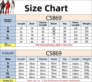Size chart table for mesh three-piece set with long sleeves and pants in sizes S-XXL