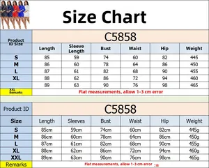 Tableau des tailles pour robe en mesh strass avec mesures de poitrine, taille et hanches