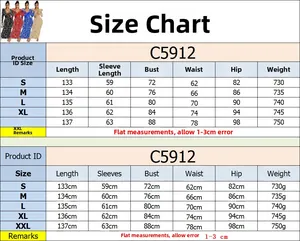 Detailed size chart for sexy V-neck mesh dress with measurements for S to XXL sizes