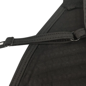 Detail of adjustable thin shoulder straps with black metal buckles on a sleek dress