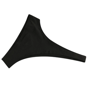 Close-up of black mesh see-through high-cut jumpsuit with smooth fabric texture