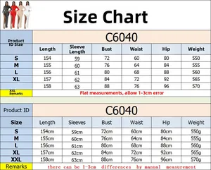 Detailed size guide for women mesh dress showing lengths for sizes S to XXL