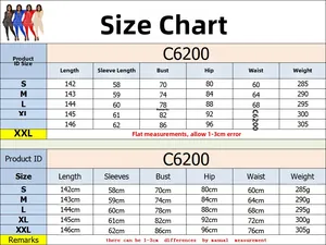 Size chart for rhinestone mesh jumpsuit with V-neck and feathers, S-XXL dimensions