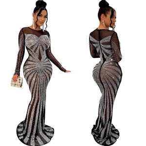 Detail of sheer black mesh dress with silver rhinestones in butterfly wing pattern