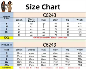 Detailed size chart for the rhinestone mesh long sleeve mini dress including measurements