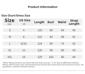 Size chart for women's printed backless maxi dress showing US sizes from S to XXL