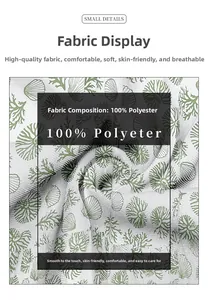 Detailed fabric texture of white polyester dress with green coral and seaweed print