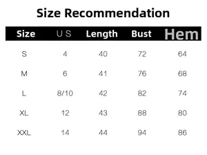 Größentabelle mit Maßen für Länge, Brust und Saum für Damen Strick-Crop-Tops in S bis XXL