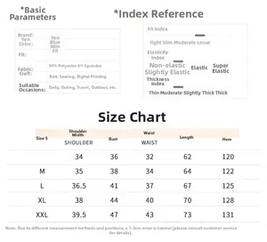 Detailed size chart for V-neck mesh dress with measurements for S to XXL sizes