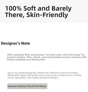 Detail specifications of printed cutout summer dress made of 100% polyester fabric