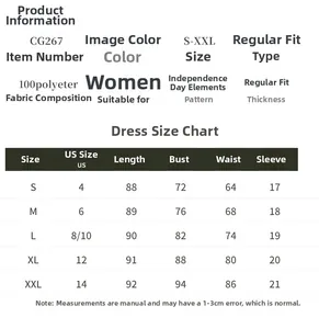 Detailed size chart for the U-neck digital print dress showing measurements for S to XXL