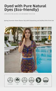 Detail of floral sunflower set showing natural dye fabric texture and ruffle skirt edge