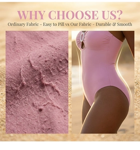 Detailed comparison of durable smooth pink swimwear fabric versus pilling material