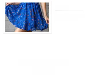 Detailansicht des gewellten Kleidersaums am Unabhängigkeitstag-Blaues Chiffonkleid