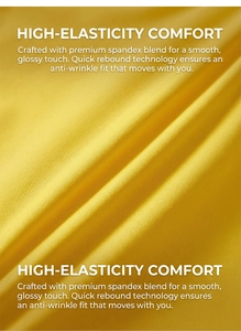 Detail of high-elasticity yellow spandex blend swimsuit fabric with silky luster finish