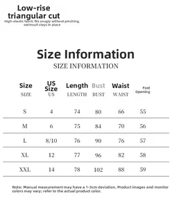 Detailed size chart for square neck short sleeve swimwear from size S to XXL