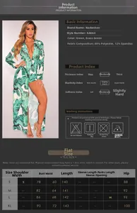 Detailed size chart for the floral print V-neck maxi beach dress with measurements