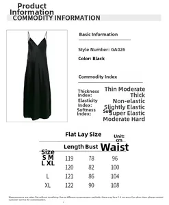 Guide des tailles détaillé pour robe longue noire col V ample pour femmes S-XL