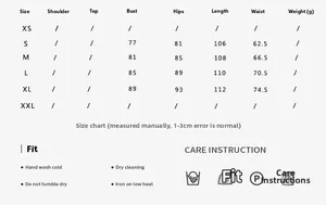 Size chart for floral print midi dress showing bust, hip, length, and waist measurements