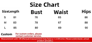 Detaillierte Größentabelle für schwarzes Kleid mit Maßen für S, M, L in CM