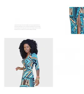 Detail view of V-neck and hollow-out shoulder design on geometric print maxi dress